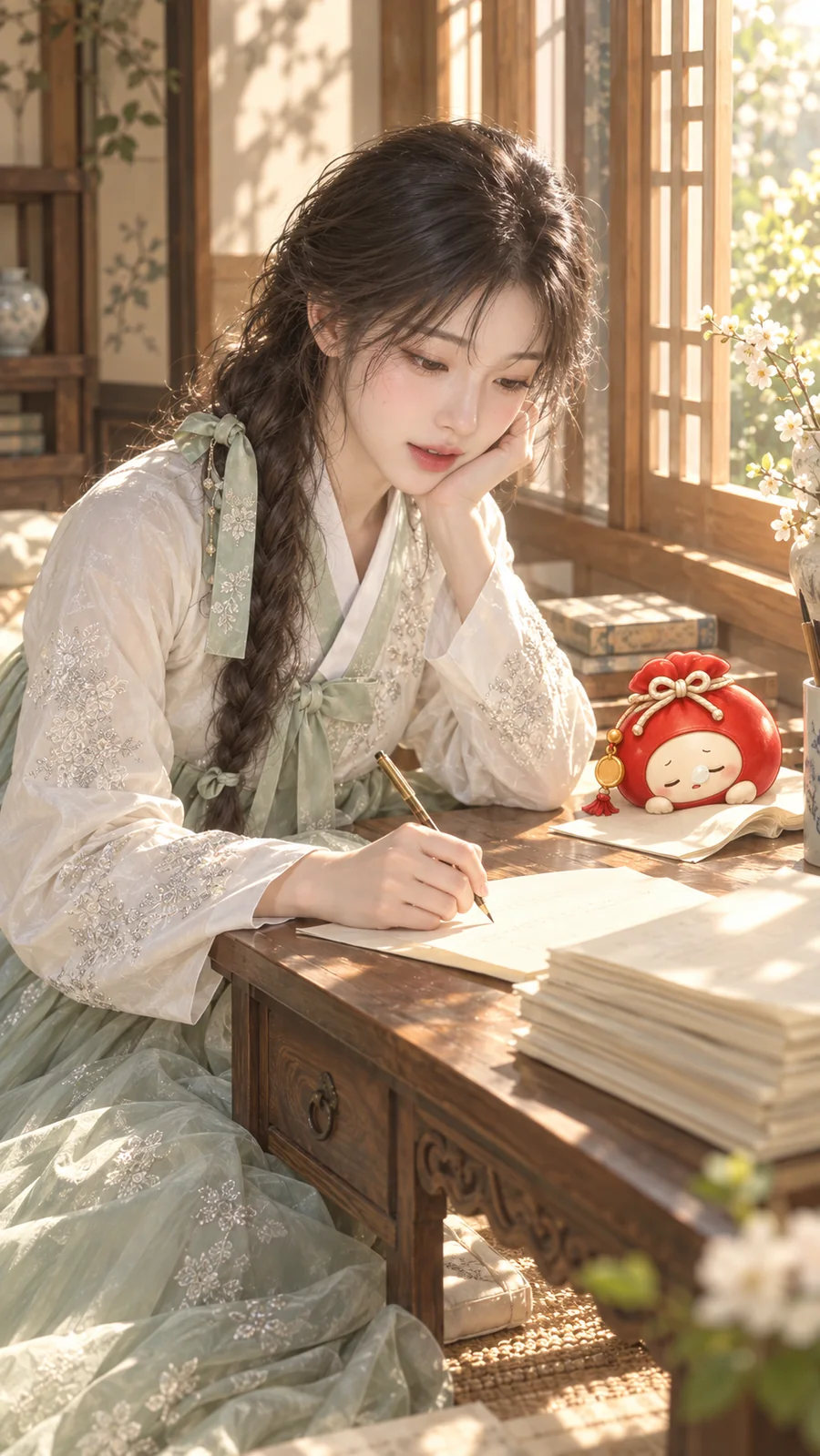 볕 드는 책상에서 글을 쓰는 소린